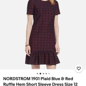 Nordstrom 1901 Plaid Red & Blue Mini Dress